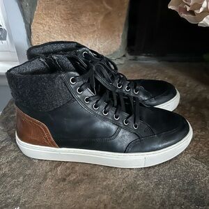Crevo Dedrick Black Leather High Top Sneaker Anke Boots Size 8.5